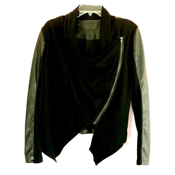 Blank NYC Faux Leather Asymmetrical Cowl Neck Jacket M - Picture 1 of 7